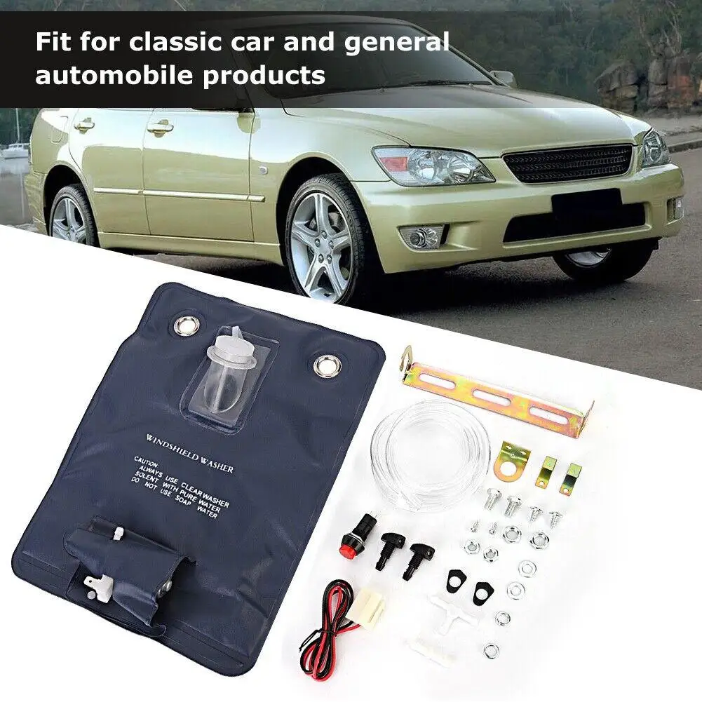 Car Windscreen Washer Pump Bag Kit Washer Bottle 12V Plastic