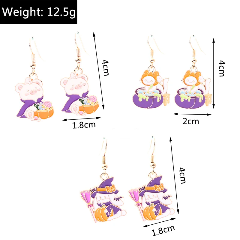 Cartoon Halloween Tropfen Ohrringe für Frauen Emaille Fledermaus Kürbis Geist baumeln Haken Ohrringe Mädchen Party Urlaub Schmuck Geschenke – Detail 32