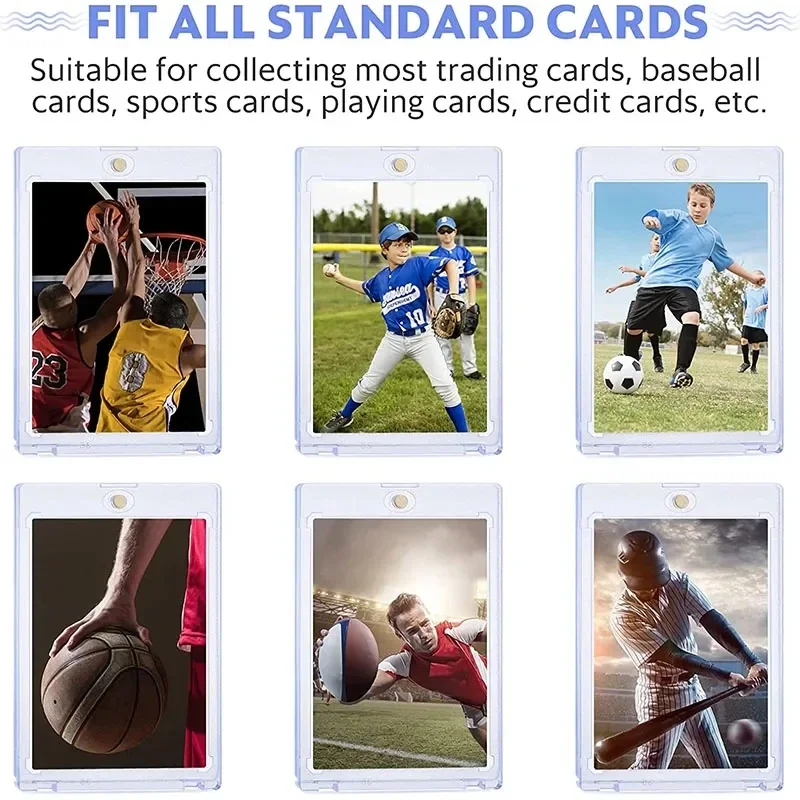 5Pcs/Pack 35PT Magnetic Card Holder for Baseball Sports Pokemon Card Protector Trading Cards Hard Plastic Sleeves Display Case 4