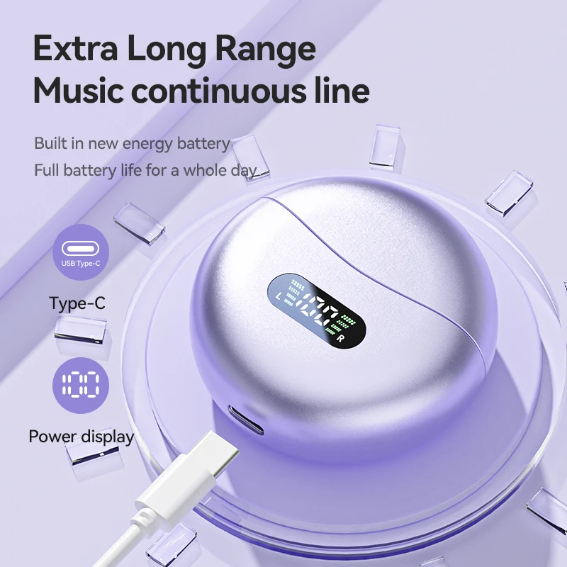 Nuove Cuffie a Conduzione Ossea Wireless con Clip, Design alla Moda, Bluetooth 5.4, Display Digitale, per Sport - Image 5