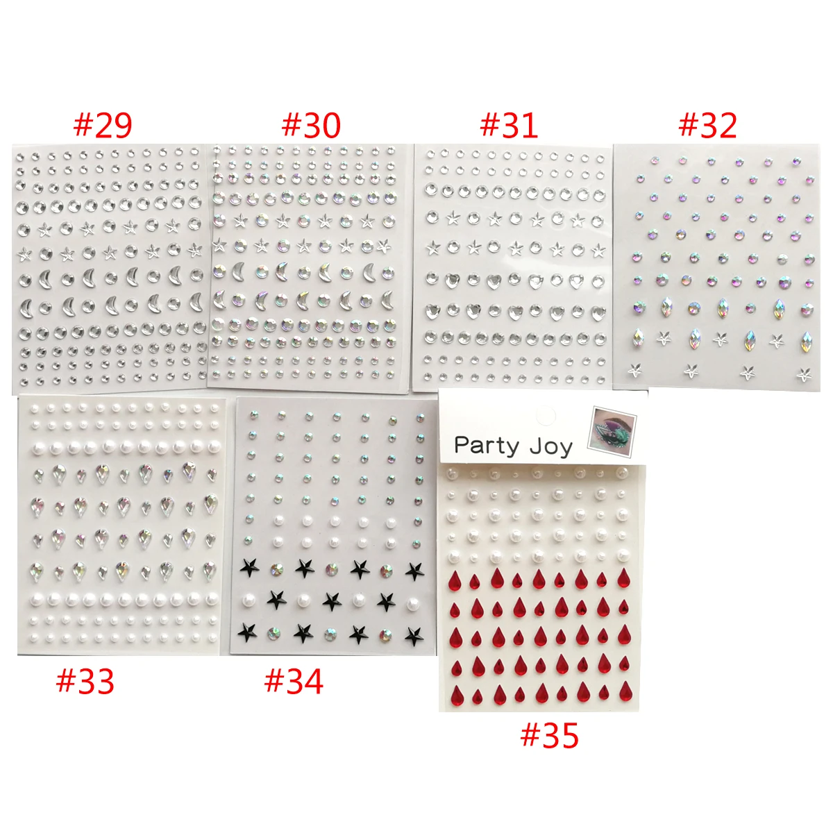 3D Eyes Face Makeup Temporary Tattoo Self Adhesive Beauty White Pearl Jewels Stickers Festival Body Art Decorations Nail Diamond 2