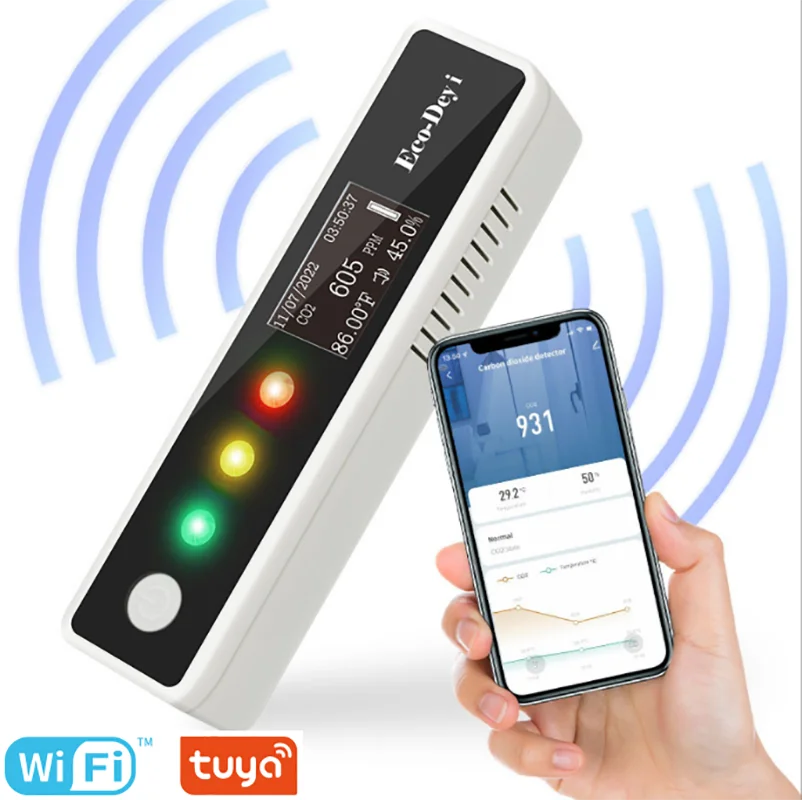 3 in 1 WIFI PM2.5 sıcaklık nem monitörü 1600mAh şarj edilebilir masaüstü PM2.5 h