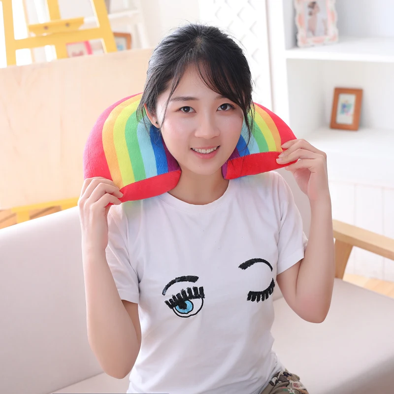 Cartoon Rainbow U Shaped Pillow Head Support Colorful Neck Pillow Car Airplane Traveling Pillow Nap Pillow-4 Kinds 2