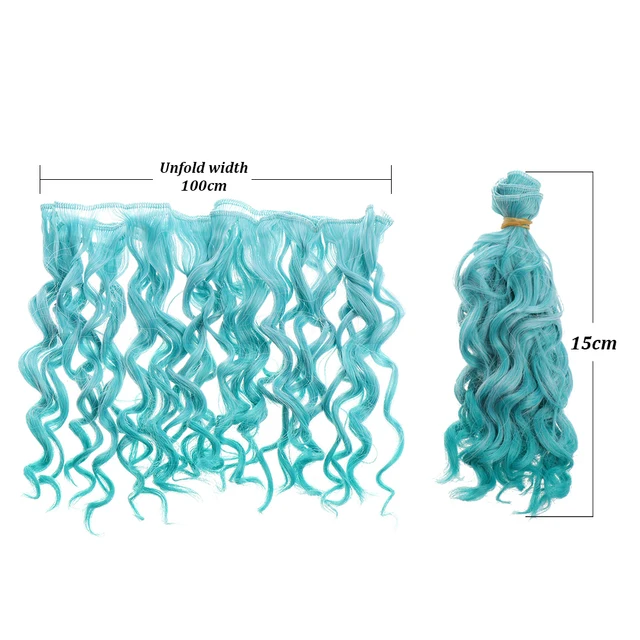 MUZIWIG 15*100cm Tresses Screw Curly Hair Extensions for All Dolls DIY Hair Wigs Heat Resistant Fiber Hair Weft Toy Accessories 6
