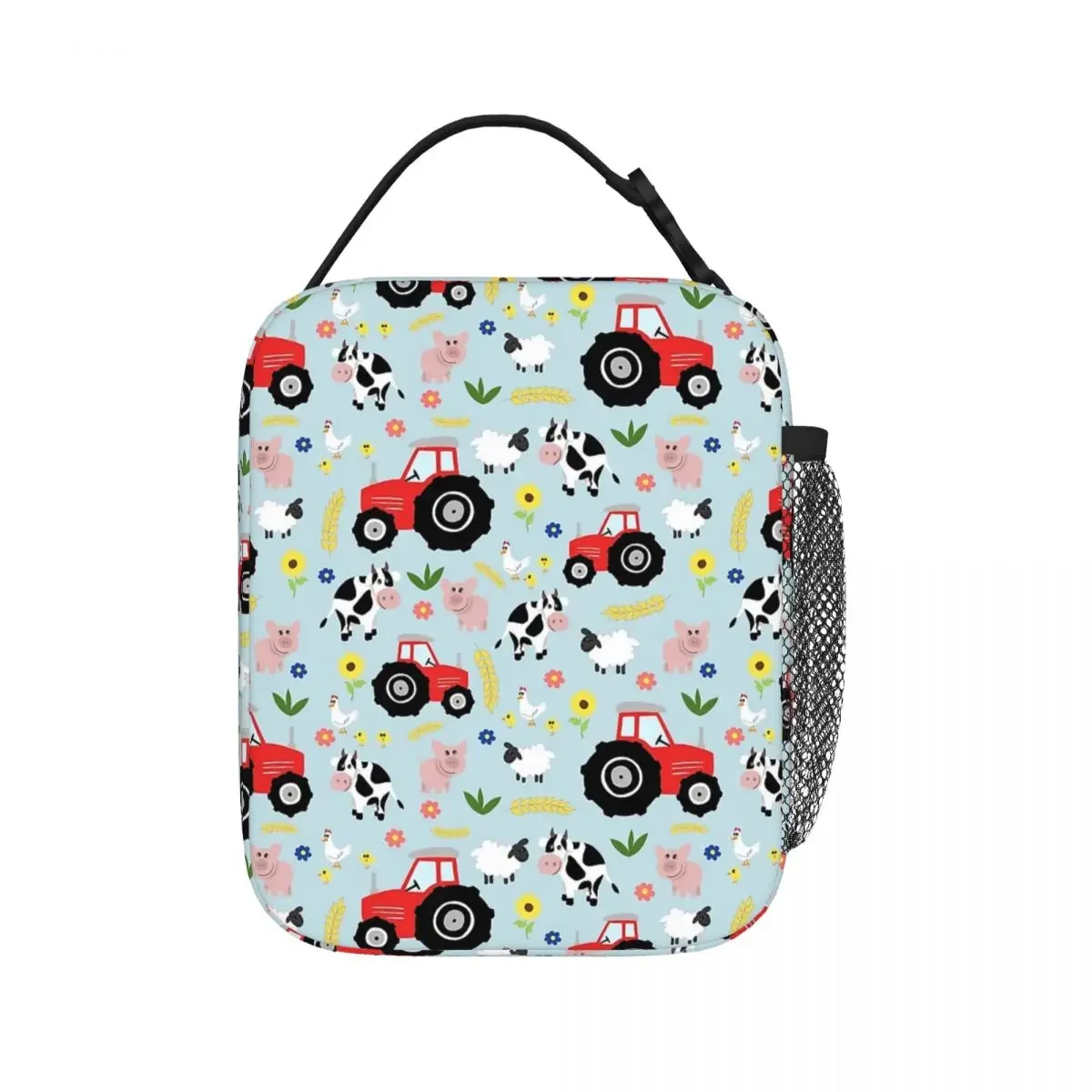 

Милые детские Изолированные сумки для ланча с рисунком красных тракторов и животных, герметичные сумки для пикника, сумка для ланча для женщин, для работы, для детей и школы