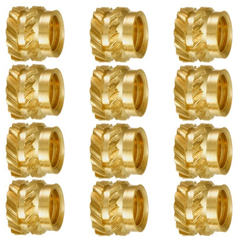 100Pcs M3 Thread Knurled Brass Threaded Heat Set Heat Resistant Insert Embedment Nut,M3X5X4,For 3D Printer Voron 2.4 Etc m3 100pcs brass hot melt inset nuts heating molding copper thread inserts nut sl type double twill knurled injection brass nut