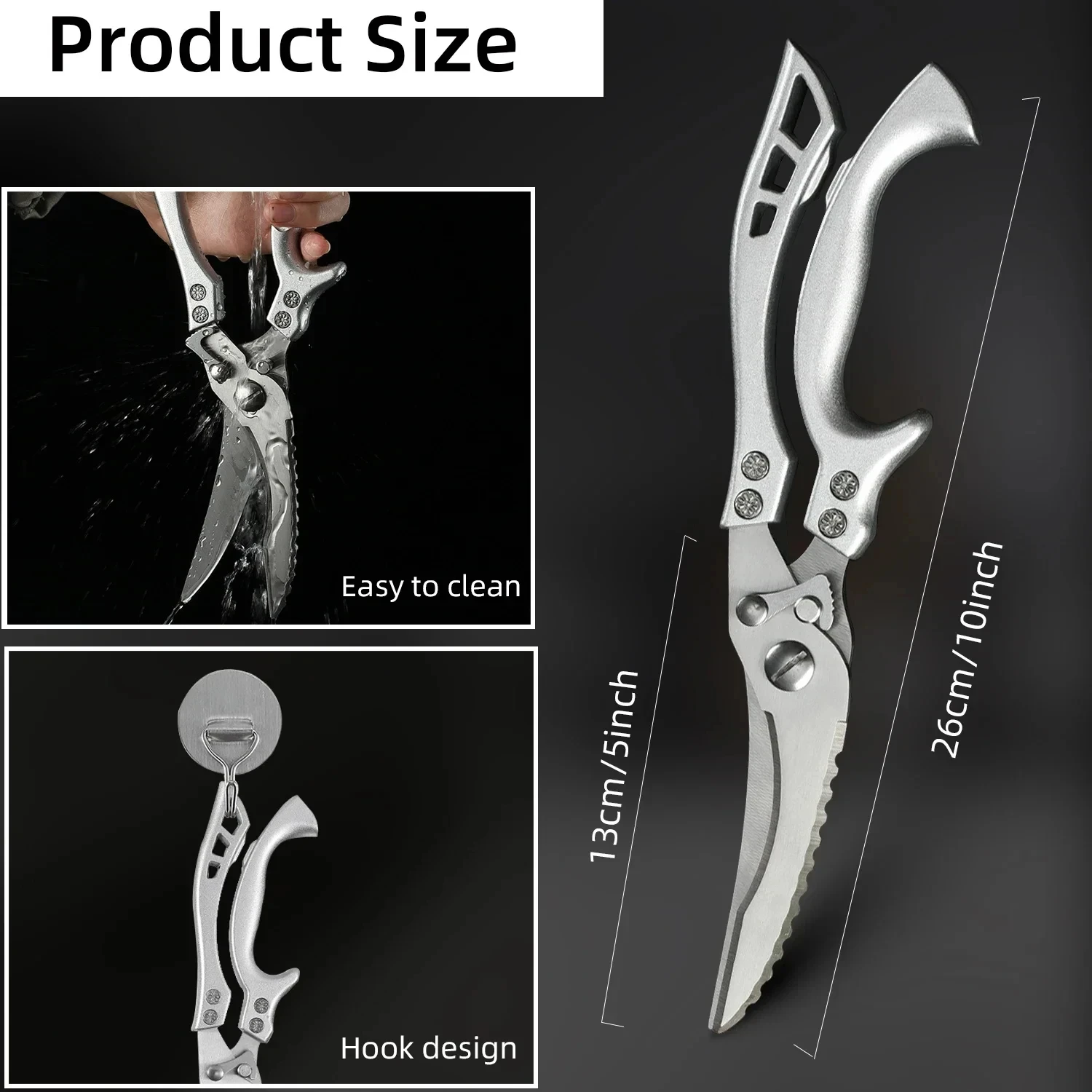 Professionelle Huhn Knochen Küche Schere Küche Schere Ente Fisch Cutter Edelstahl Schere Sauber Kochen Schere Messer – Detail 2