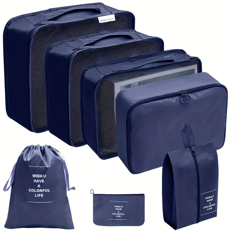 

7 шт. однотонных упаковочных кубиков для путешествий, Многофункциональные Наборы сумок для багажа, пылезащитные Органайзеры