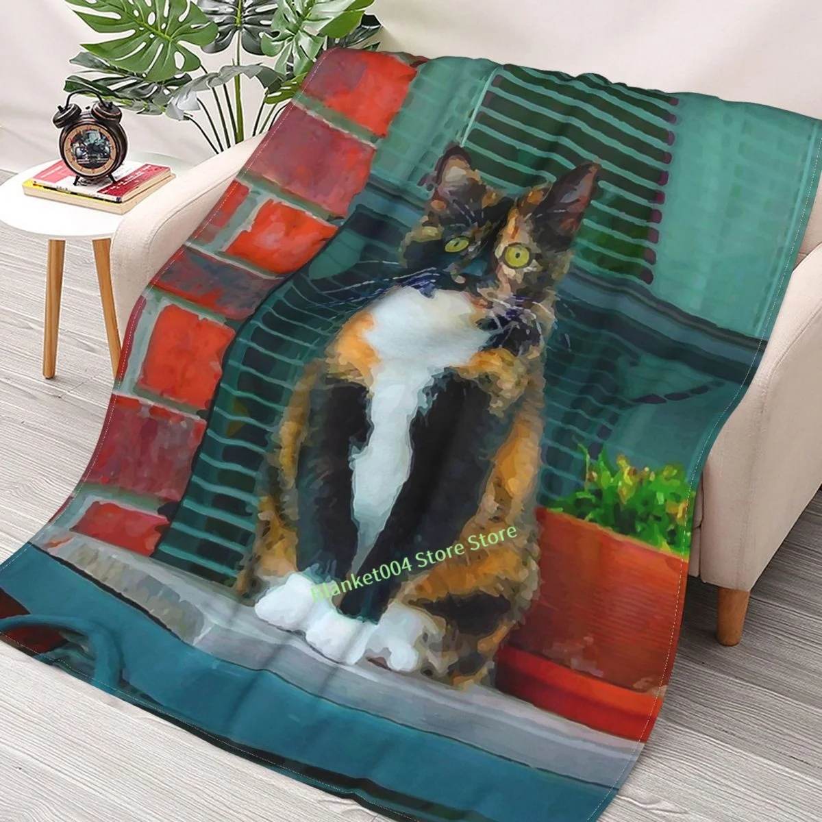 

Calico Cat Throw Blanket 3D printed sofa bedroom decorative blanket children adult Christmas gift