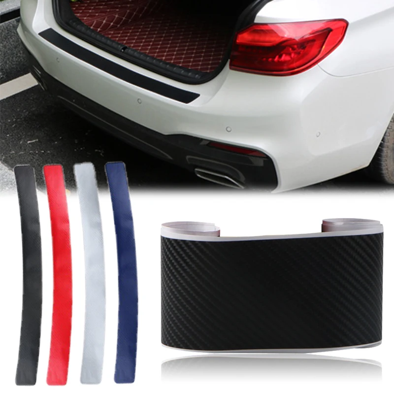 

90cm Car Trunk Protection Strip Gum Bumper 3D Carbon Fiber Anti-Collision Anti-Scratch Tailgate Trim Door Sill Protector Strip