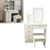 Makeup Table Dressing Table Modern Multi Functional Lighted Mirror Vanity Desk with Drawers Shelves Padded Stool for Bedroom 5