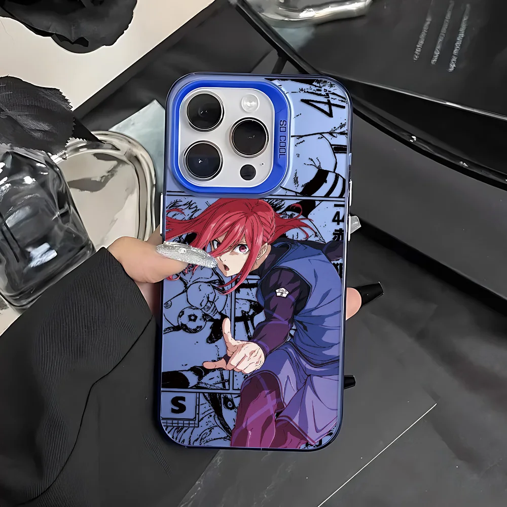 Vibrant Blue Anime-Inspired Secure Phone Case Cover