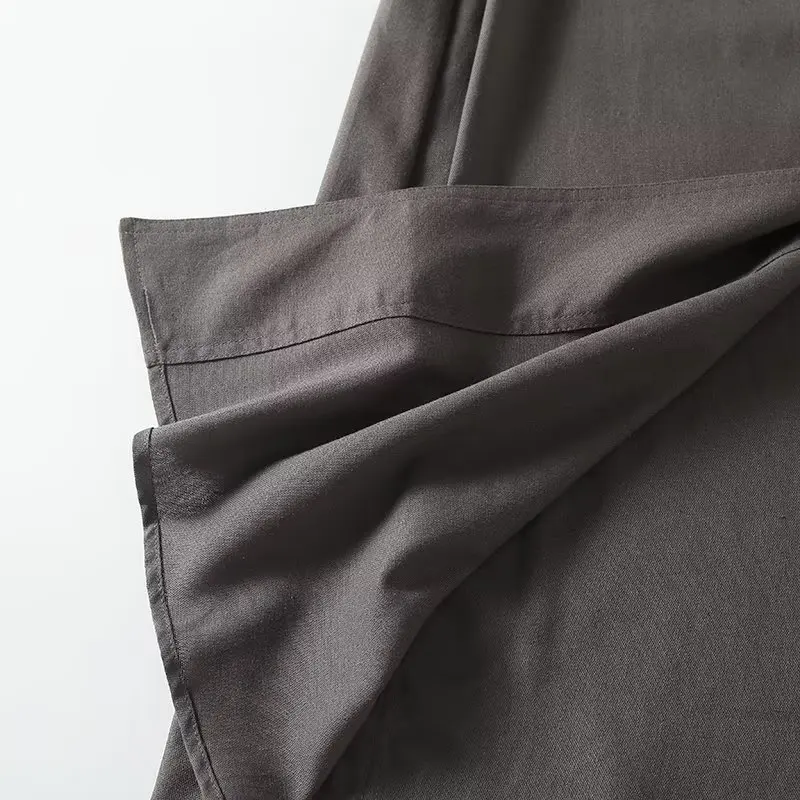 Jenny&Dave Fashion Retro Dark Green High Waist Cotton Linen Midi Skirt Women British Office Ladies Elegant Asymmetric Skirt