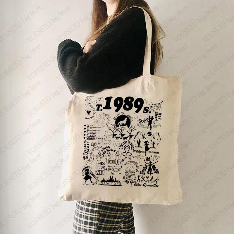 1989 Versione Di Taylor Modello Di Album Tote Bags Ts Merch Shopper Bag The Ears Tour Taylor Merch Tote Bag Per Le Donne