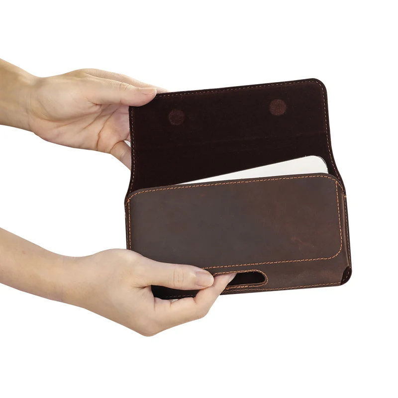 Premium Genuine Leather Phone Holster with Belt Clip