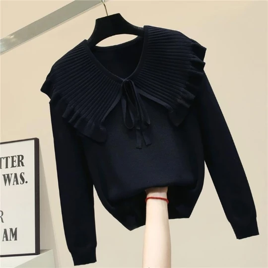 

Black Women Sweater 2023 New Fashion Lady Coat Pullover Trend Woman Tops Loose Women's Sweater Winter Clothes Girl Suéter
