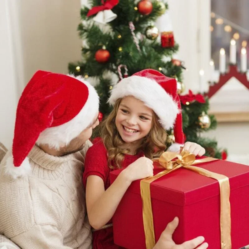 Christmas Santa Claus Red Hats Caps Thicken For Adult And Children Xmas Decor New Year's Gifts Home Party Supplies christmas beanie hat