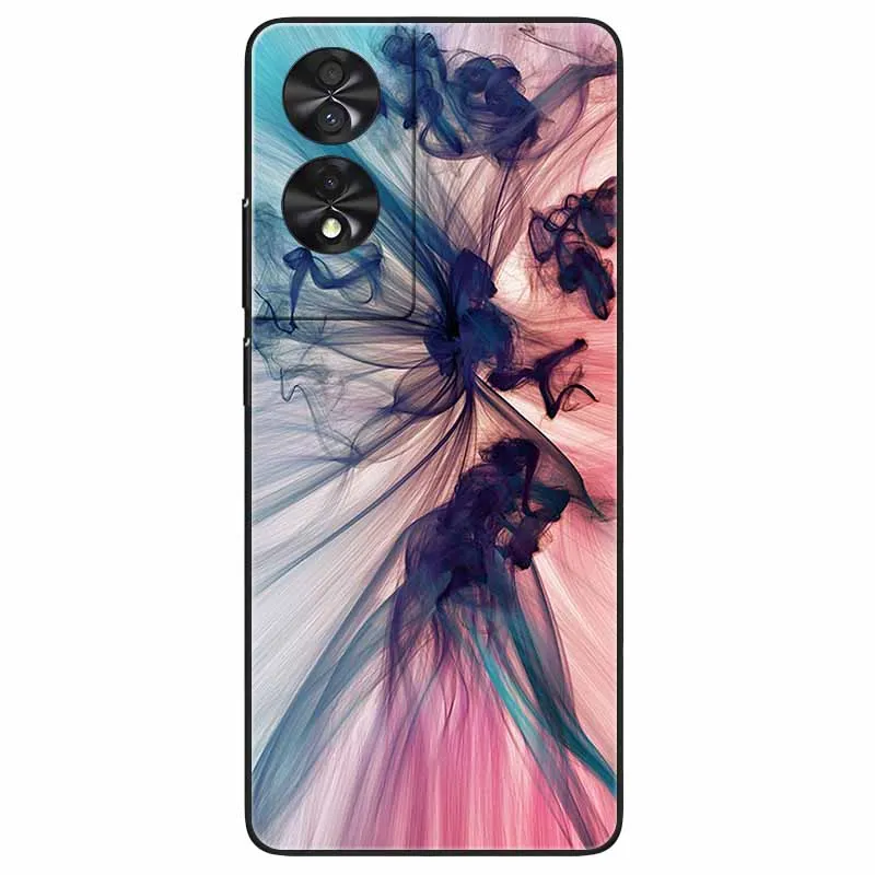 Floral Silicone Soft TPU Phone Cover with Black Bumper