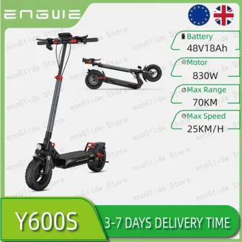 Monopattino elettrico pieghevole ENGWE Y600S, pneumatici larghi da 10*4 pollici, motore da 830W, 48V 18.2Ah, E-Scooter per adulti.