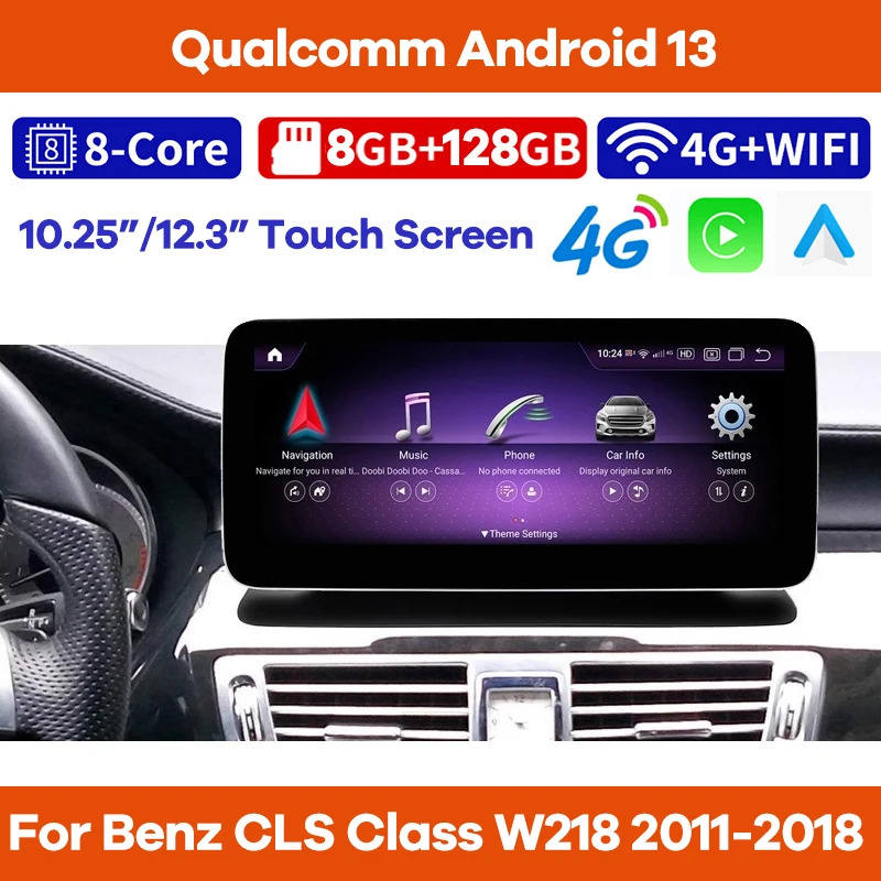 

10.25"/12.3" Snapdragon Android 13 Car Multimedia Player GPS Radio for Mercedes Benz CLS Class W218 2011-2018 CarPlay Screen