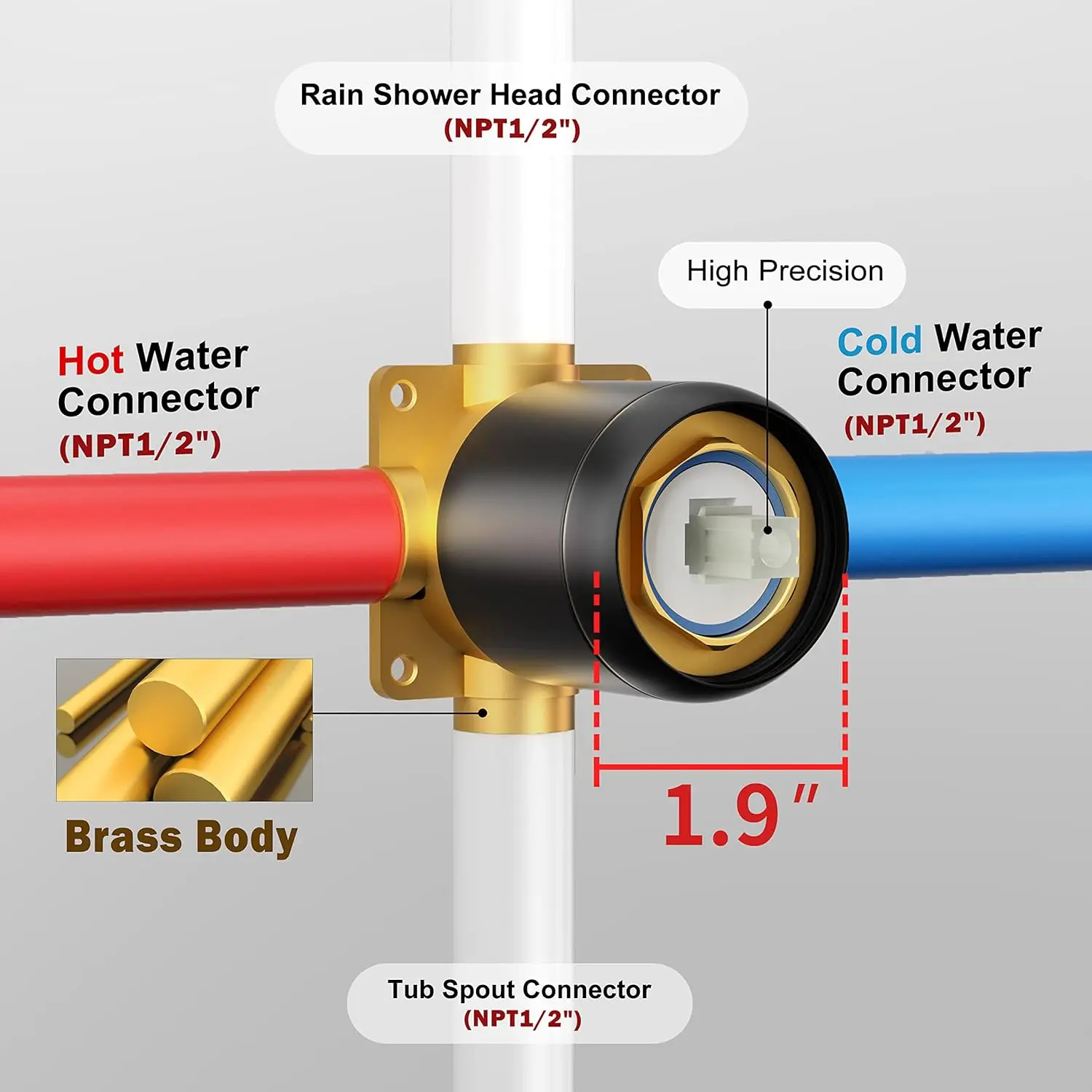 Matte Black shower faucet Set, 8-inch rain shower head and bathtub head, shower tub faucet set complete, bathtub shower trim kit 6