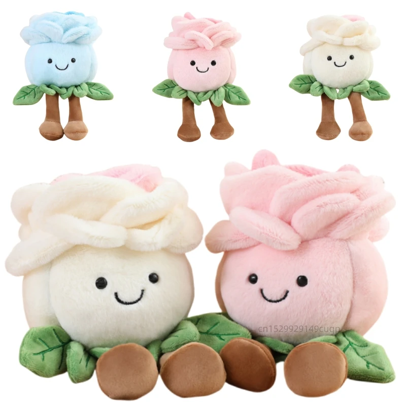 New Plant Series Rose Flower Plush Toys Soft Cartoon Pink Blue White Dolls Home Decor Cute Baby Valentine's Day Gift For Girls
