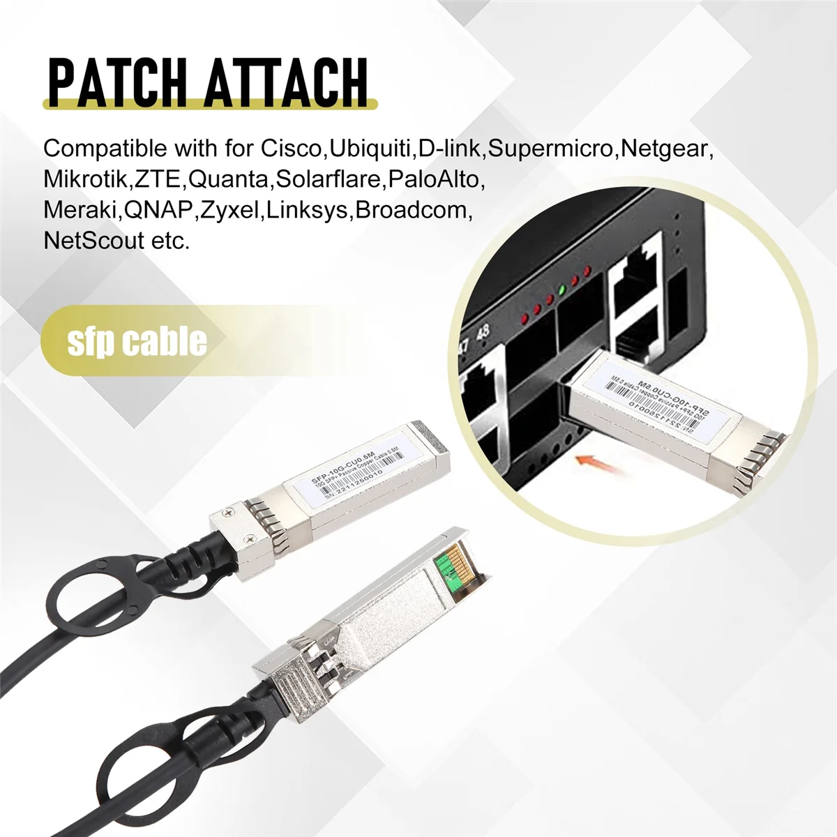 FUFU 10G SFP+ Twinax 케이블 직접 연결 구리() SFP-H10GB-CU1M(0.5M)용 10GBASE SFP 패시브 케이블