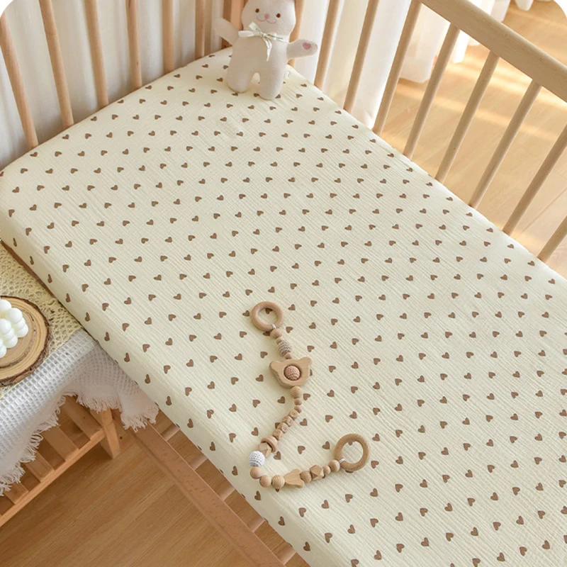 면 거즈 용 피티드 시트 60x120/70x130CM 프린트 매트리스 커버 침대보 용 침대 시트 어린이 침구 세트