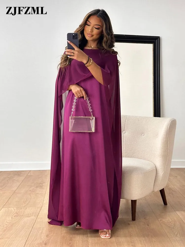 

Chiffon Shawl Long Gown Dress Elegant Clothing For Ladies Round Neck Loose Fit Long Prom Vestidos Sleeveless Business Maxi Dress