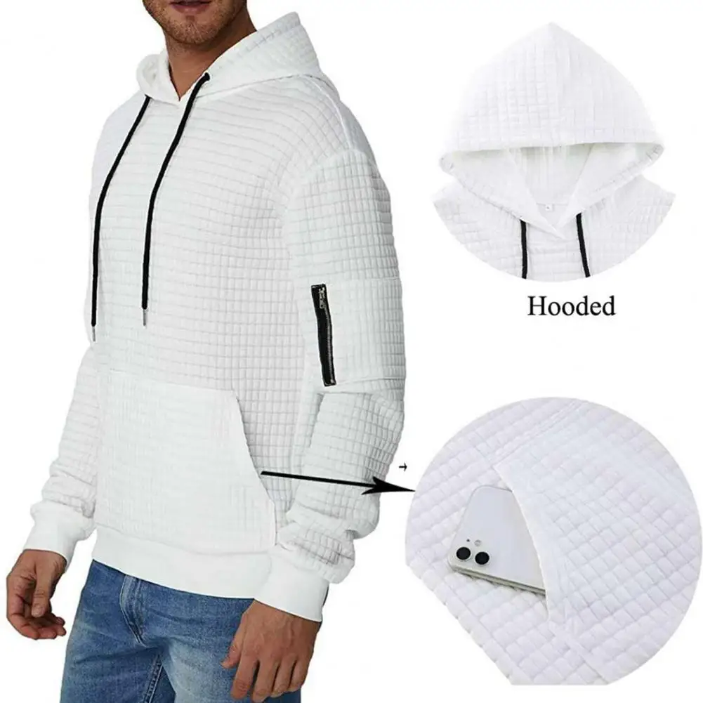 

Повседневная Толстовка с капюшоном, однотонная толстовка, стильные мужские толстовки, мягкий пуловер с капюшоном на шнурке и большими карманами, украшение на молнии для осени