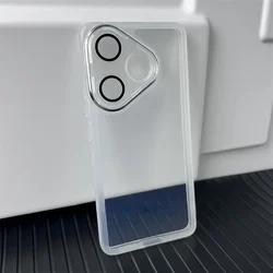 Premium Clear Silicone Waterproof Anti-Fall Protective Lens Film Case - Luxury Edition for Poco F6 5G (Transparent White)