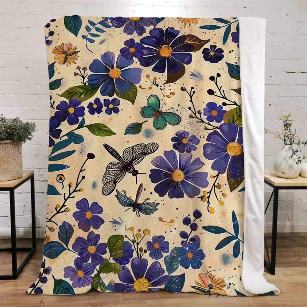 수채화 꽃 던지기 담요, 150x200 침대 담요 및 던지기, 럭셔리 침구 가정 및 장식, 푹신한 격자 무늬 비치 타올, 무릎 및