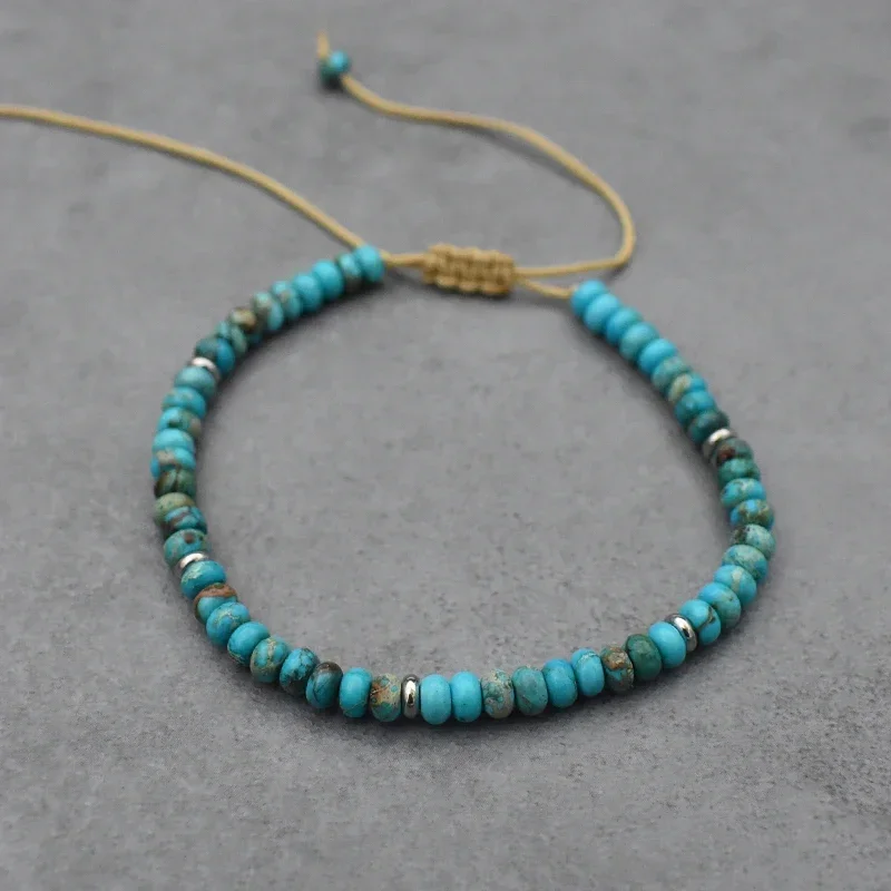 Stone Bead Bracelet Natural Stone Bracelet Beaded Bracelet Handwoven Bracelet Natural Stone Beads Braied Bracelet Small Labradorite Agat Bracelet Women Men Handmade Yoga Jewelry Adjustable