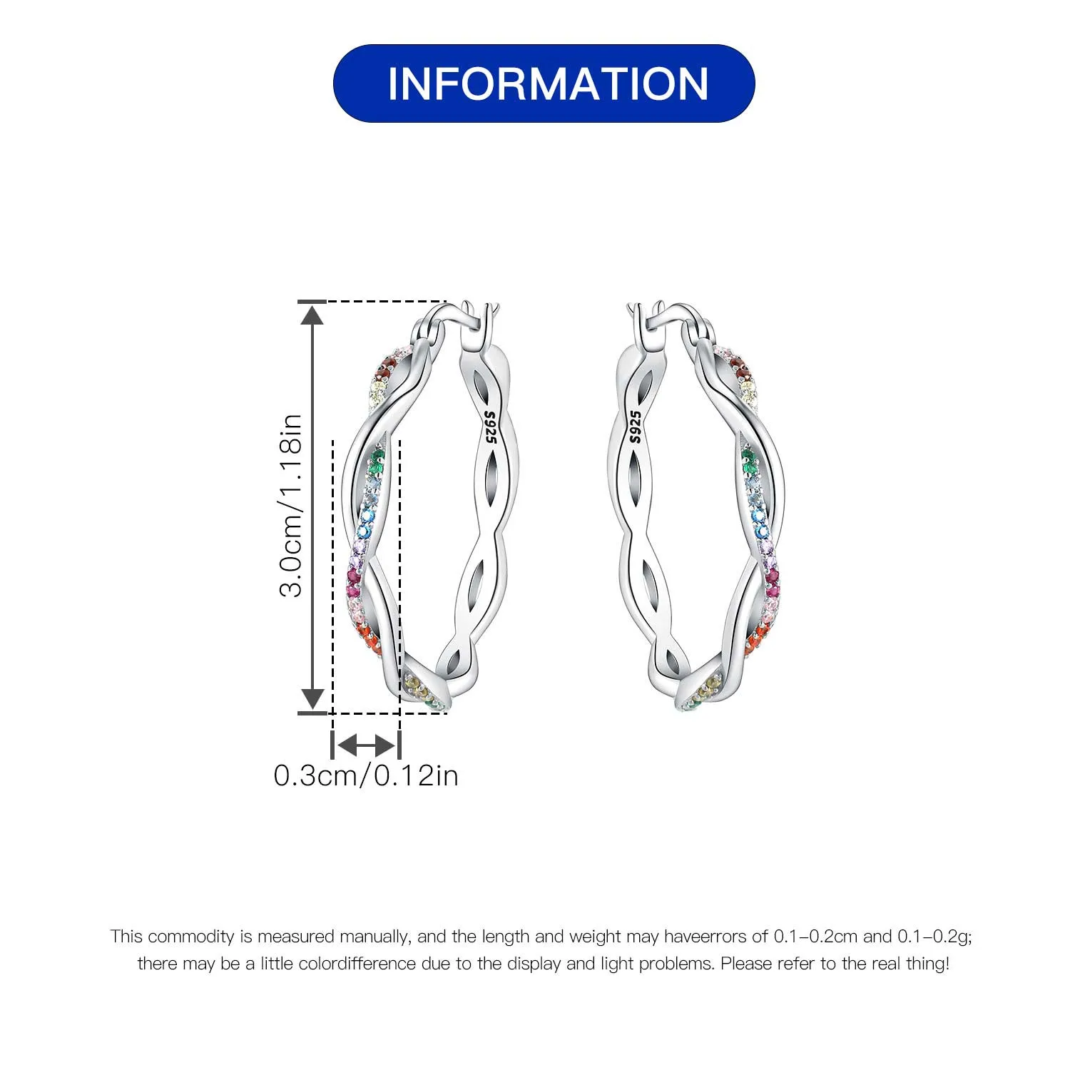 925 Sterling Silber Zirkon Einfache Modische Schlichte Gewebte Große Creolen für Damen Glücksbringer Geburtstag Party Edle Schmuckgeschenke – Detail 30