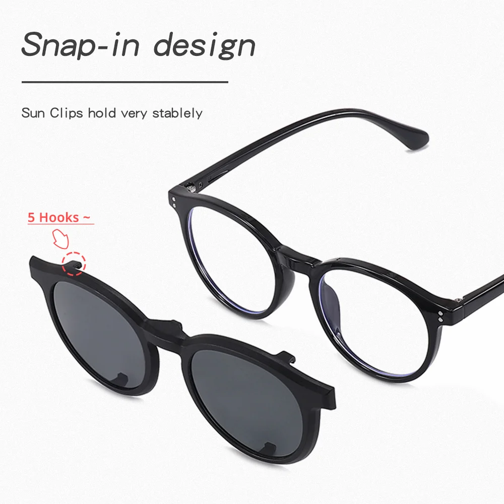 2 In 1 Kids Polarized Sunglasses Clip On Glasses Round Eyeglass Frame Girl Boy UV400 Outdoor Travel Anti Glare Spectacles Frames