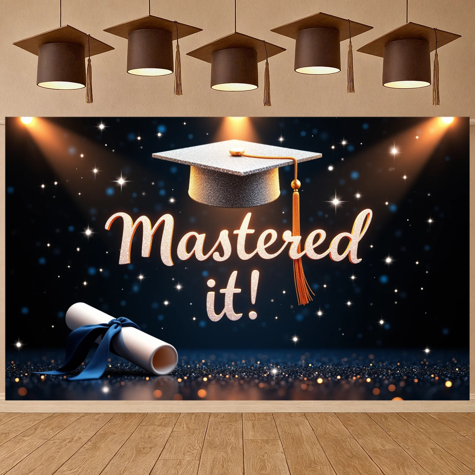 Academic Backdrop Sparkling Stars Success Background Master's ...