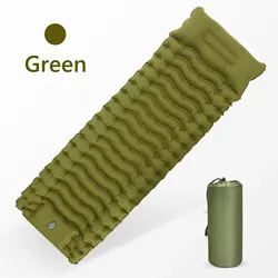 Enhanced Outdoor Camping Inflatable Mattress with Built-in Pillow & Pump - One Seat (Green)