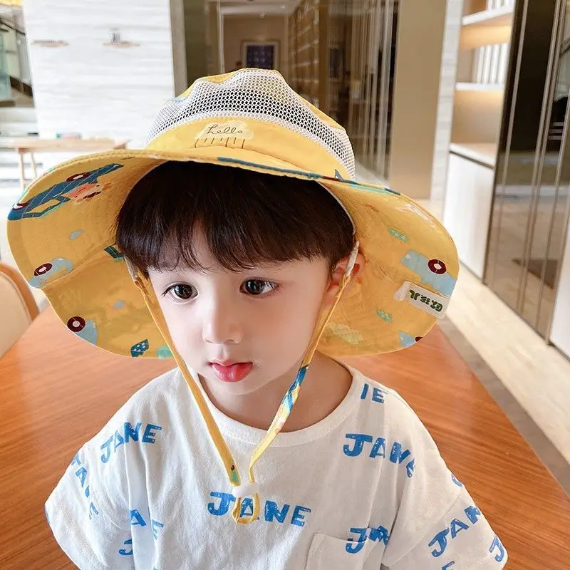 어린이용 태양 모자, 메쉬 어부 모자, 여름 모자,  액세서리, 