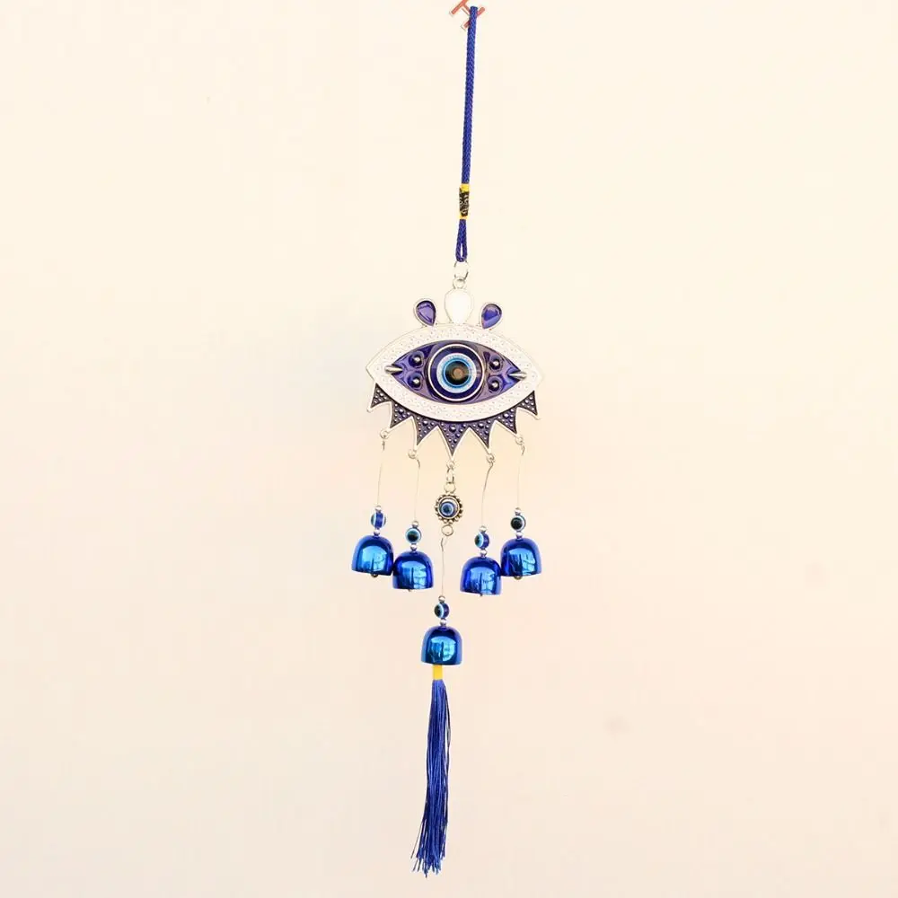 Flower Plate Evil Eyes WindBell Lucky Turkish Wall Decor Feng Shui Hanging Bell Hanging Ornament Blessing Protection