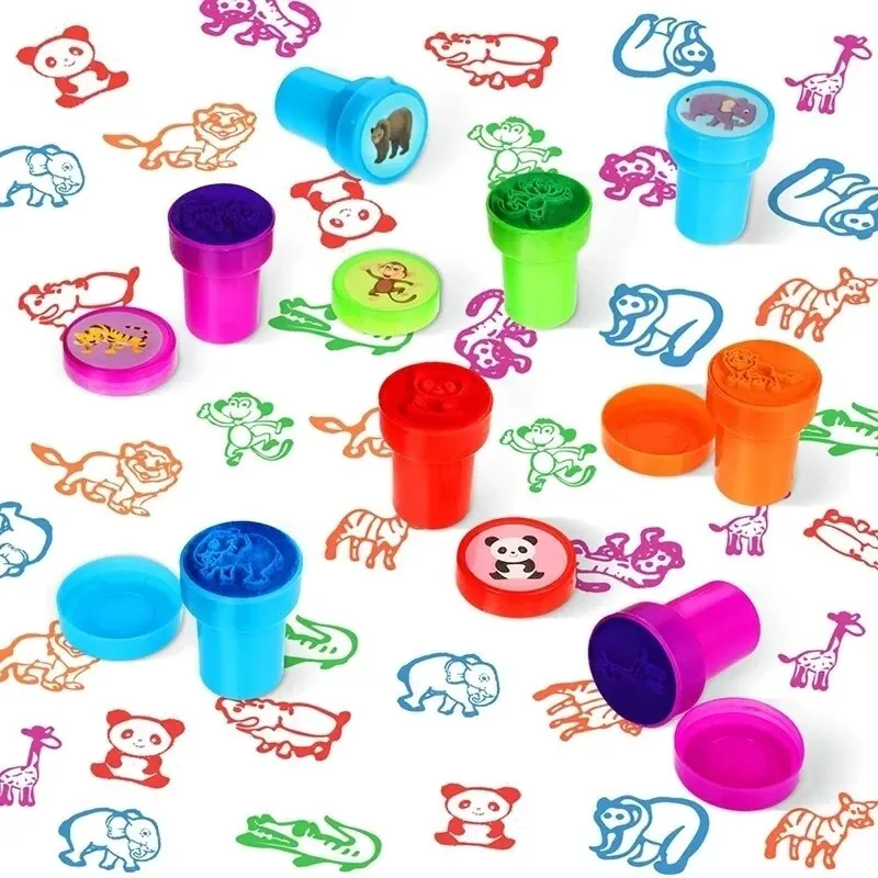10pcs Assorted Self-ink Stamps for Kids Children Toy Smiley Face Seal Scrapbooking DIY Painting Photo Album Decor