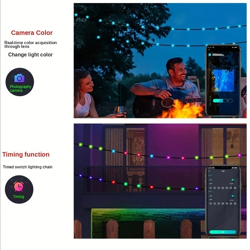 1Set Tuya Bluetooth LED String Lights RGB Phantom Color String Lights Set Fairy String Light