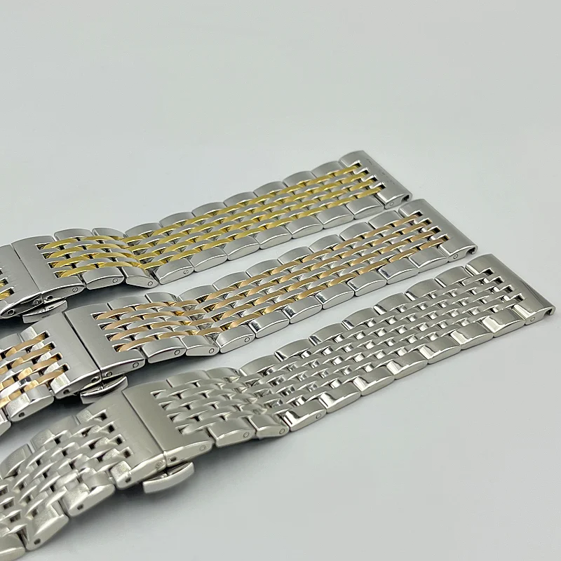 Premium Solid Stainless Steel Watch Band with Butterfly Clasp - Replacement Strap Bracelet