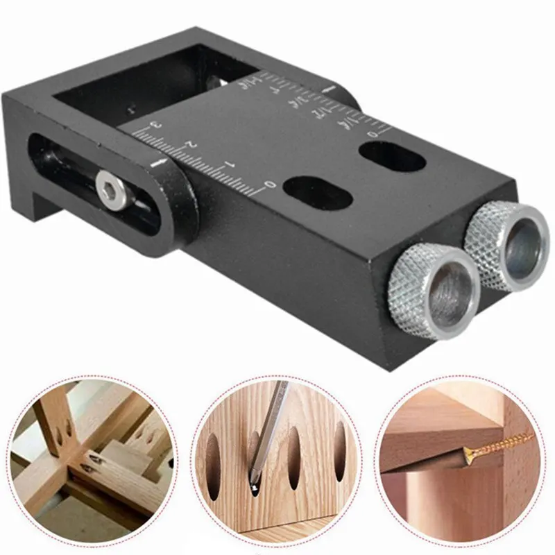 

O50 15PCS Pocket Hole Jig Kit, 15 Degree Woodworking Inclined with 6/8/10mm Drive Adapter for Angle Drilling