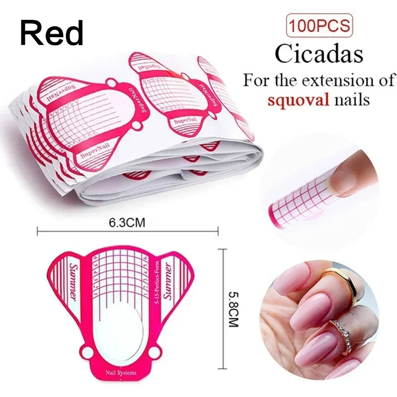 100개 아크릴 네일 몰드 프렌치 네일 연장 매니큐어 템플릿 젤 네일 아트 도구 (쏙 오프)