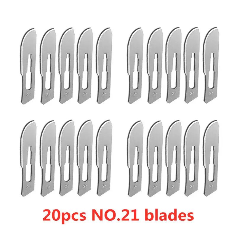 20-100pcs NO.20-NO.25 Sterile Medical Surgical Blades for Cutting Phone PCB Repair DIY Carving Animal Eyebrow Scalpel Knife 6