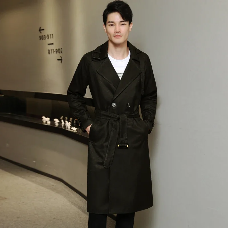 2023 Spring and Autumn European Men's Extra Long Big Lapel Loose Trench Handsome Man's Business Casual Cool Over Coat