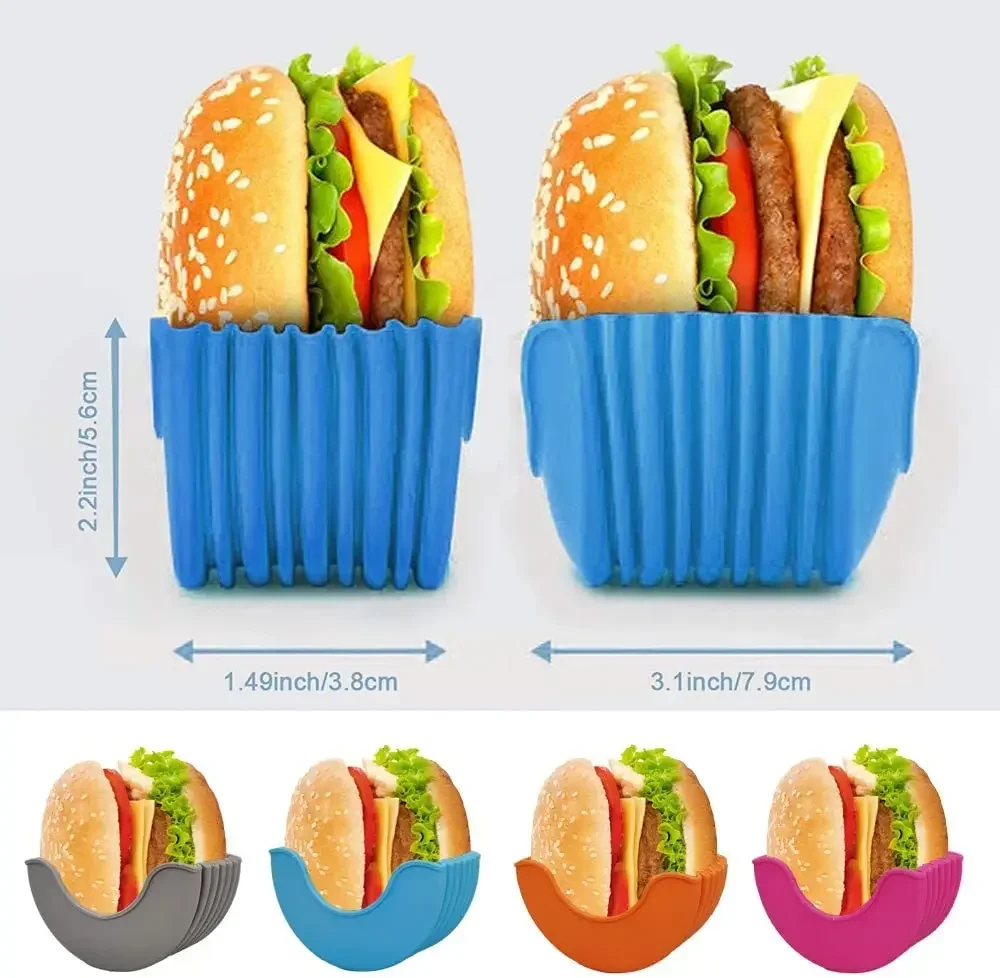 Silicone burger rack Reusable Burger Holder Silicone Shelf Hamburger Tools Fixed Rack Holder Storage Kitchen Organizer Box Kitchen Accessories