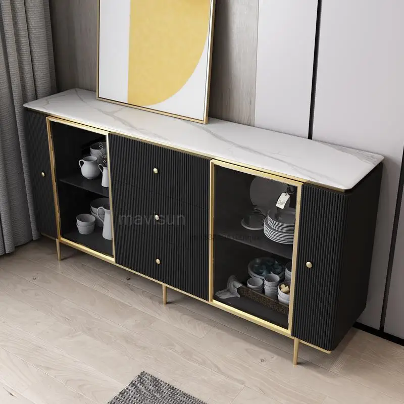 Light Luxury Rock Board Sideboard Household Modern Minimalist Restaurant Entrance Porch Cabinet High-end Furniture For Kitchen
