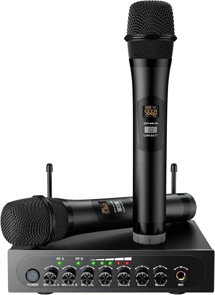 UHF Wireless Microphone System with Dual Karaoke Mics