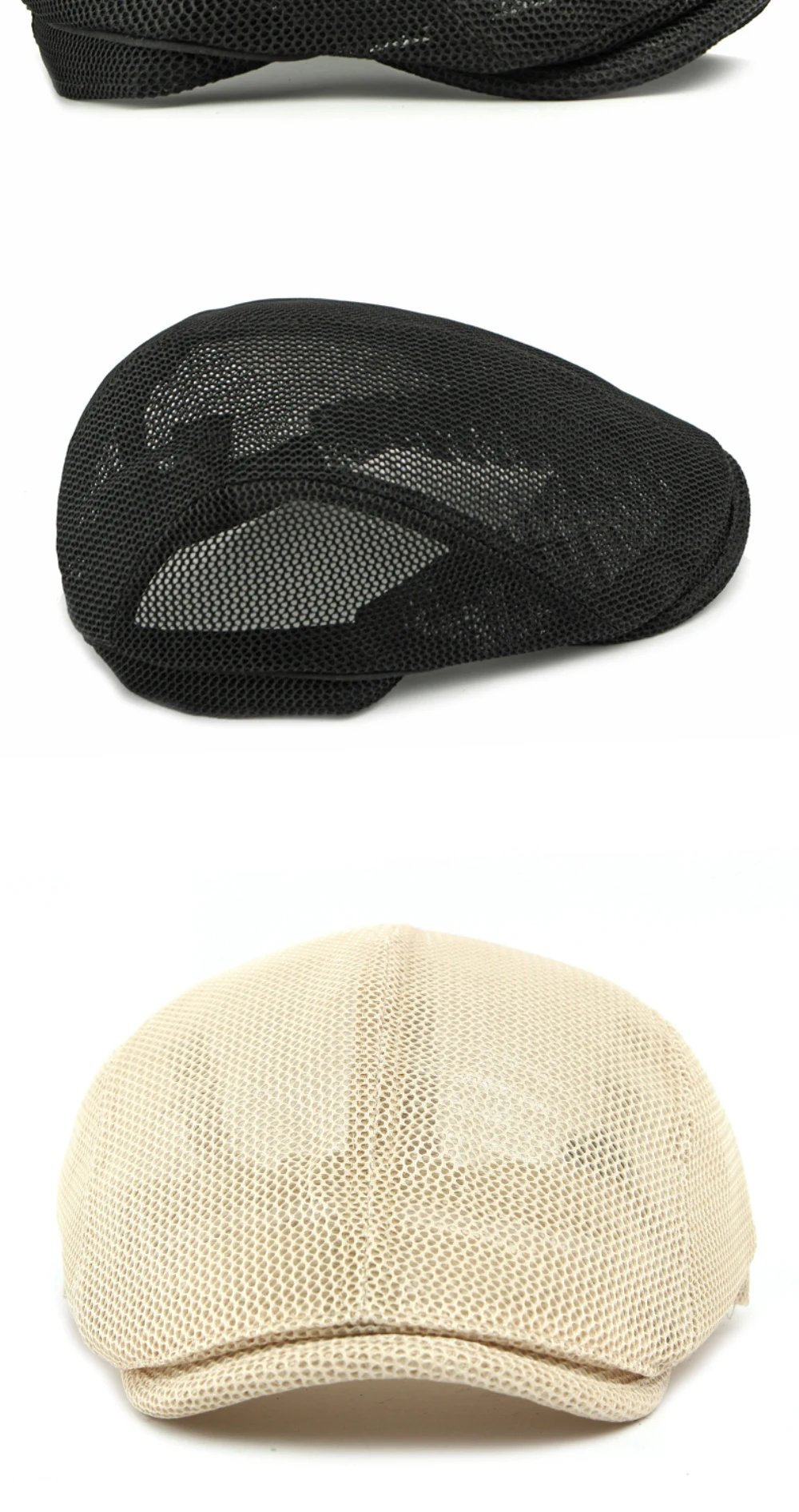 HT4832 Baskenmütze, Frühling, Sommer, Sonnenhut, Kappe für Männer und Frauen, atmungsaktives Mesh, Trucker-Kappe, solide, schlichte Ivy-Flache Kappe, männlich-weibliche Baskenmütze – Detail 12